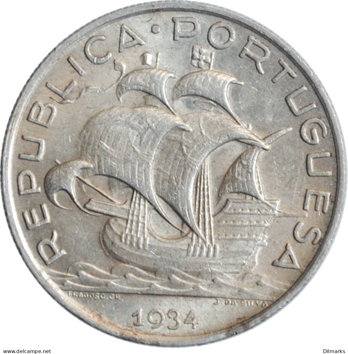 Portugal 5 Escudos 1934, AU, &quot;Portuguese Republic (1911 - 1969)&quot; - Portogallo