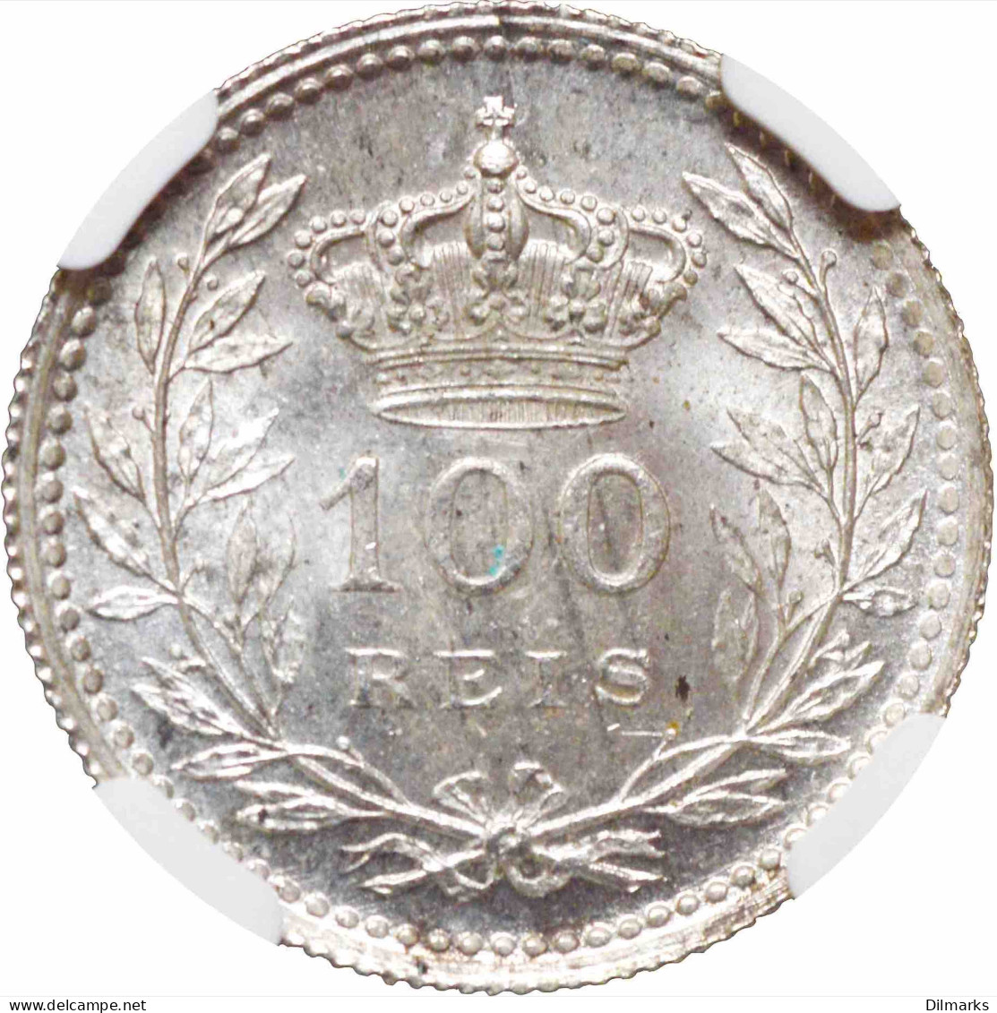 Portugal 100 Reis 1910, NGC MS65, &quot;King Manuel II (1908 - 1910)&quot; Silver Coin - Portugal