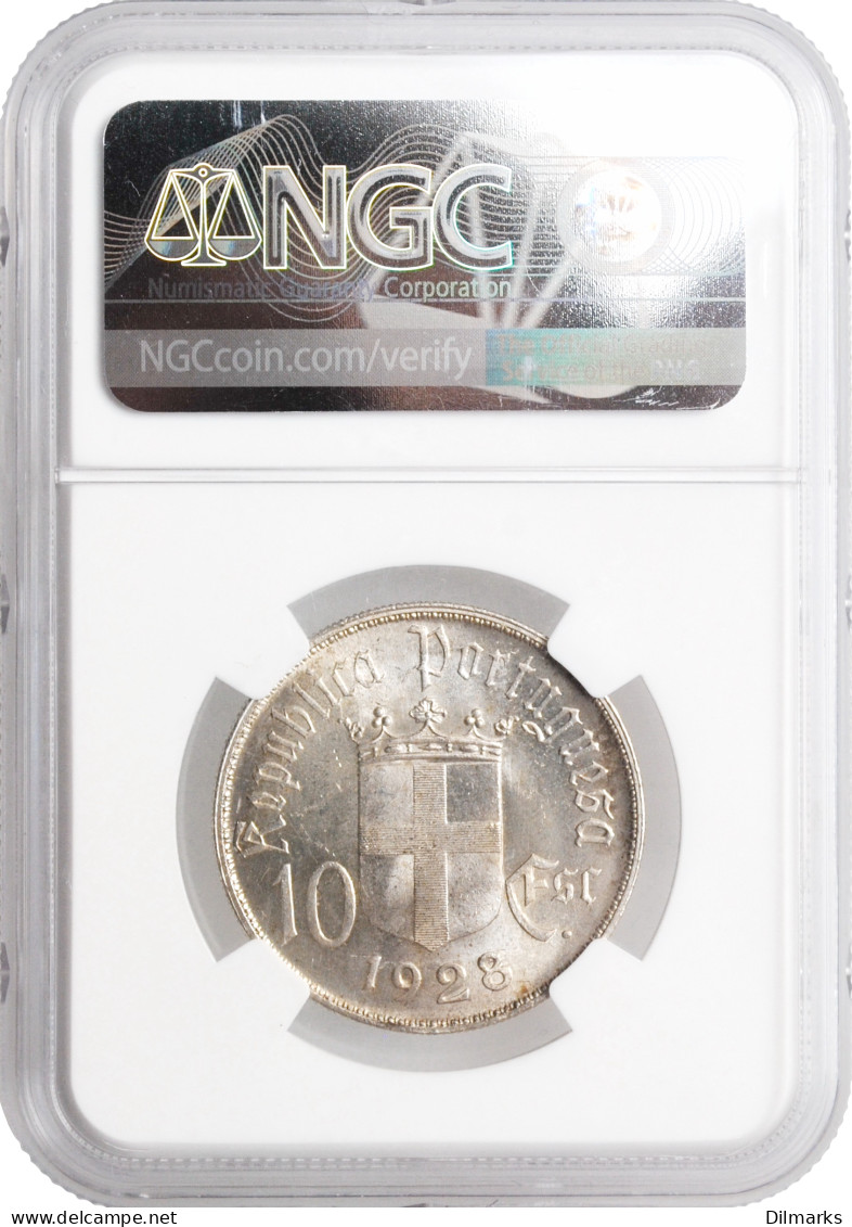 Portugal 10 Escudos 1928, NGC MS64, &quot;Battle Of Ourique&quot; - Andere - Afrika