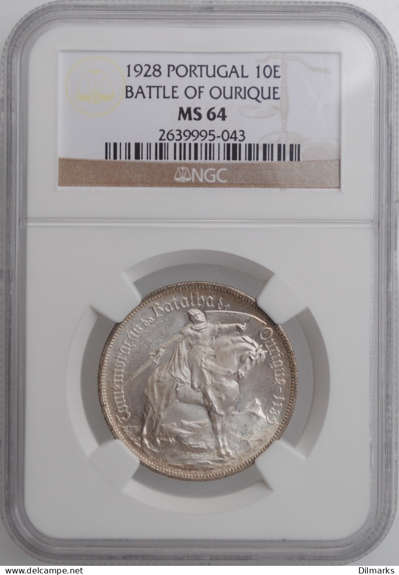 Portugal 10 Escudos 1928, NGC MS64, &quot;Battle Of Ourique&quot; - Other - Africa