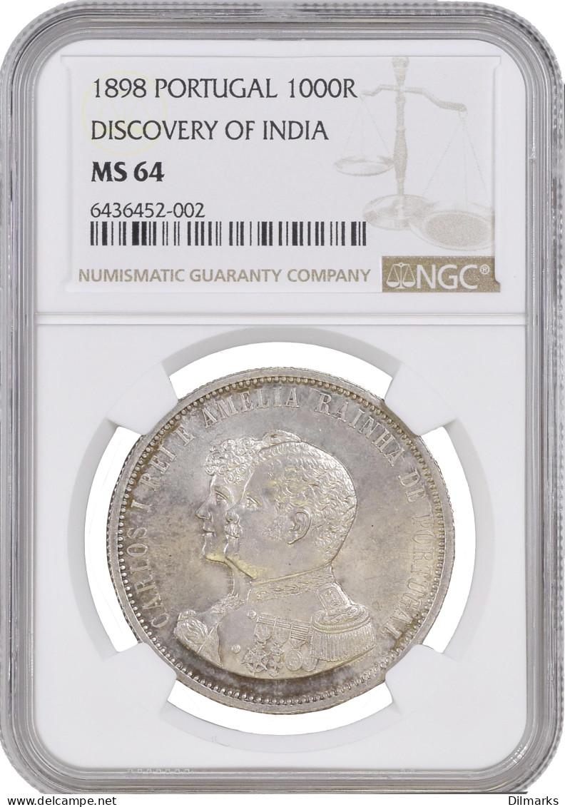 Portugal 1000 Reis 1898, NGC MS64, &quot;400th Anniversary - Discovery Of India&quot; - Sonstige – Afrika