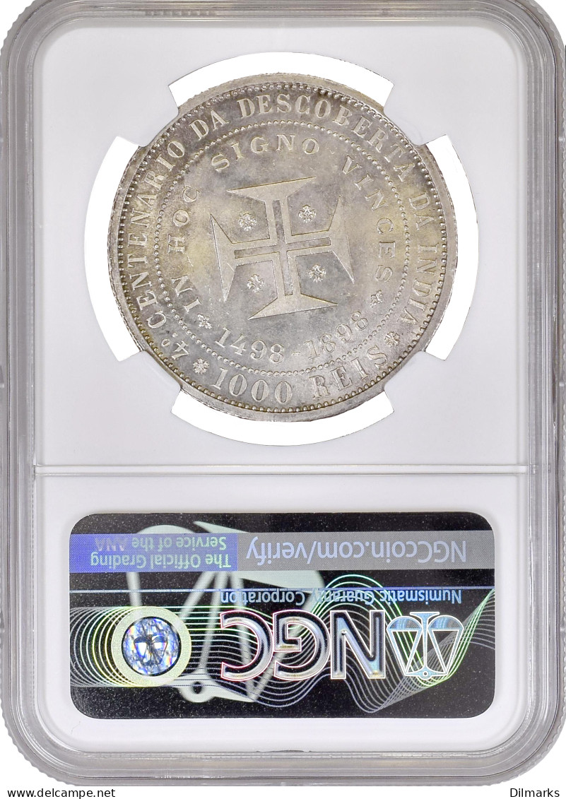 Portugal 1000 Reis 1898, NGC MS64, &quot;400th Anniversary - Discovery Of India&quot; - Sonstige – Afrika
