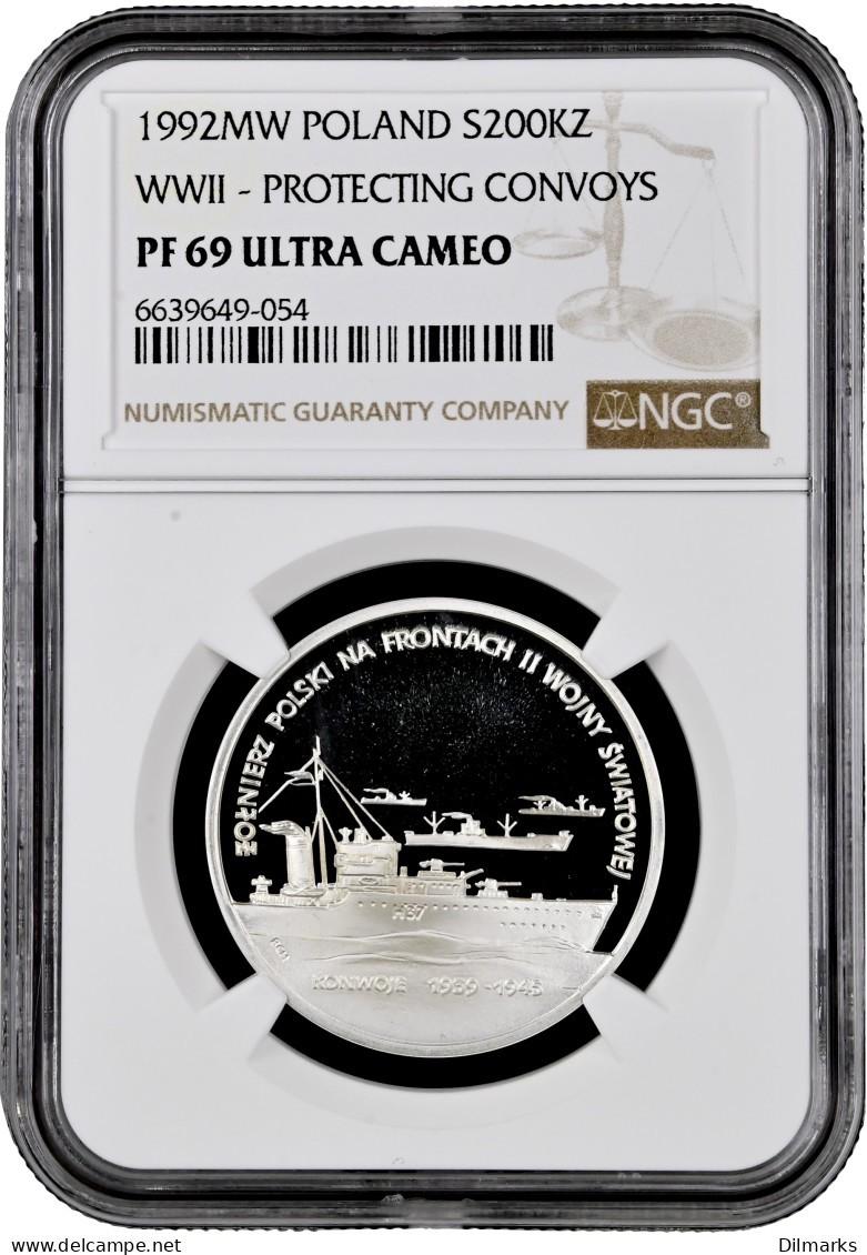 Poland 200000 Zlotych 1992, NGC PF69 UC, &quot;WWII - Protecting Convoys&quot; - Polonia