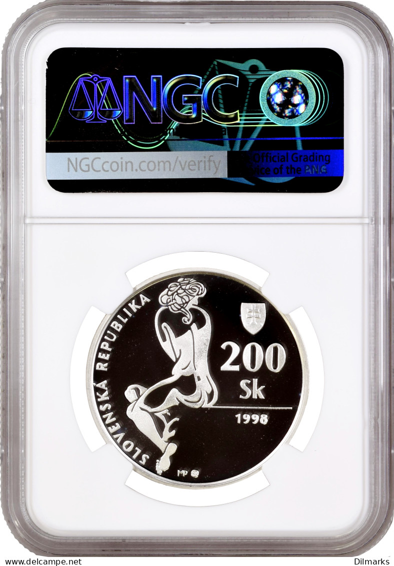 Slovakia 200 Korun 1998, NGC PF69 UC, &quot;100th Ann. - Birth Of Jan Smrek&quot; Top Pop - Slowakei