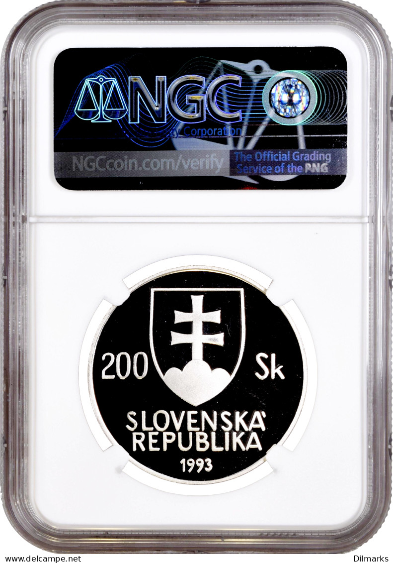 Slovakia 200 Korun 1993, NGC PF69 UC, &quot;200th Ann. - Birth Of Jan Kollar&quot; Top Pop - Slovakia