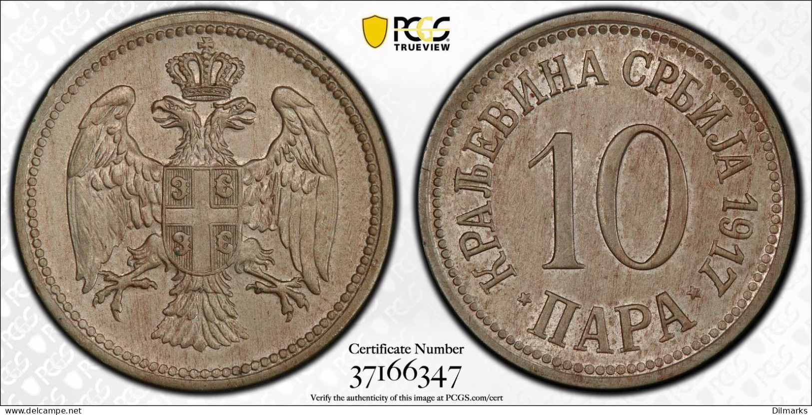 Serbia 10 Para 1917, PCGS MS63, &quot;King Peter I (1903 - 1918)&quot; - Andere - Afrika