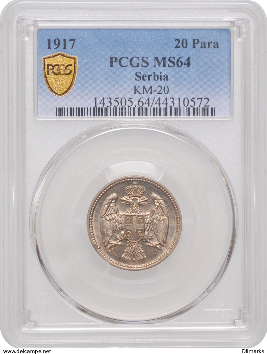 Serbia 20 Para 1917, PCGS MS64, &quot;King Peter I (1903 - 1918)&quot; - Andere - Afrika