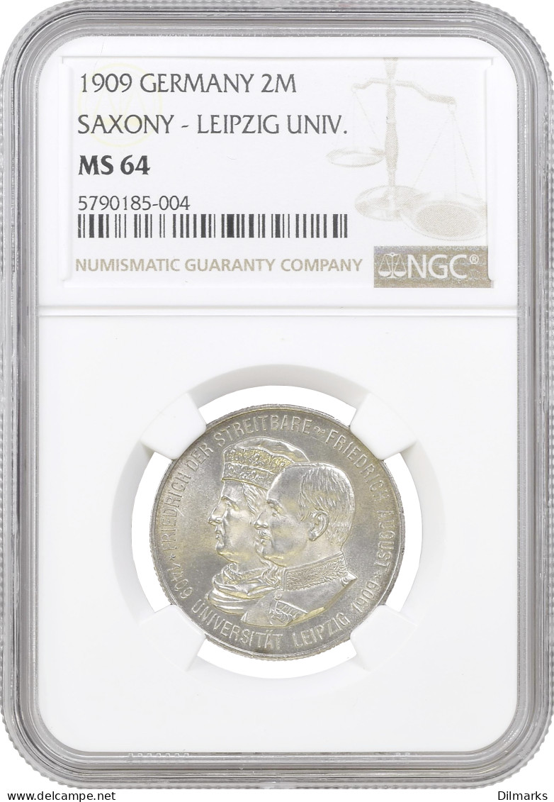 Saxony 2 Mark 1909, NGC MS64, &quot;500th Anniversary - Leipzig University&quot; - Other - Africa