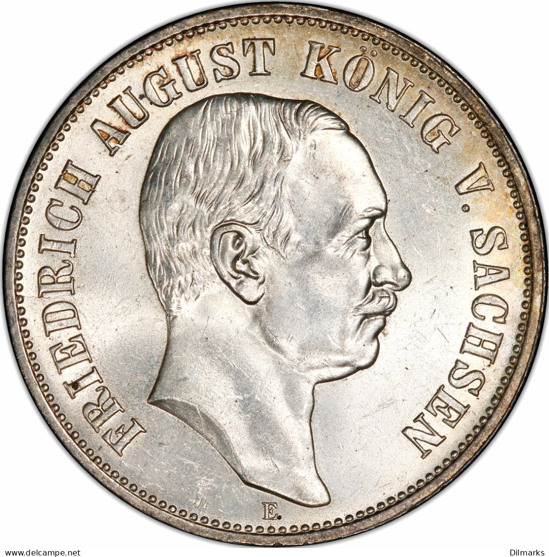 Saxony 5 Mark 1914, PCGS MS63, &quot;King Friedrich August III (1904 - 1918)&quot; - 2, 3 & 5 Mark Zilver