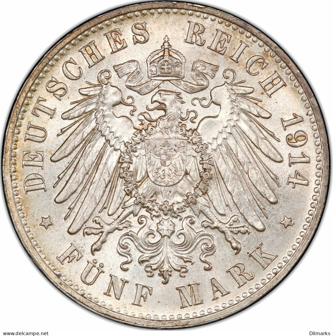 Saxony 5 Mark 1914, PCGS MS63, &quot;King Friedrich August III (1904 - 1918)&quot; - 2, 3 & 5 Mark Argent