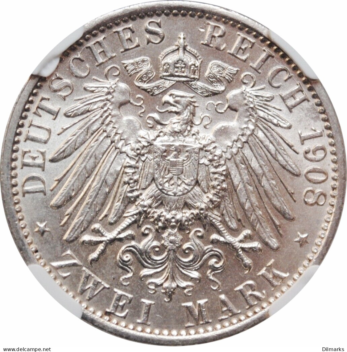 Saxe-Weimar-Eisenach 2 Mark 1908, NGC MS64, &quot;350th Anniv. - University Of Jena&quot; - Sonstige – Afrika