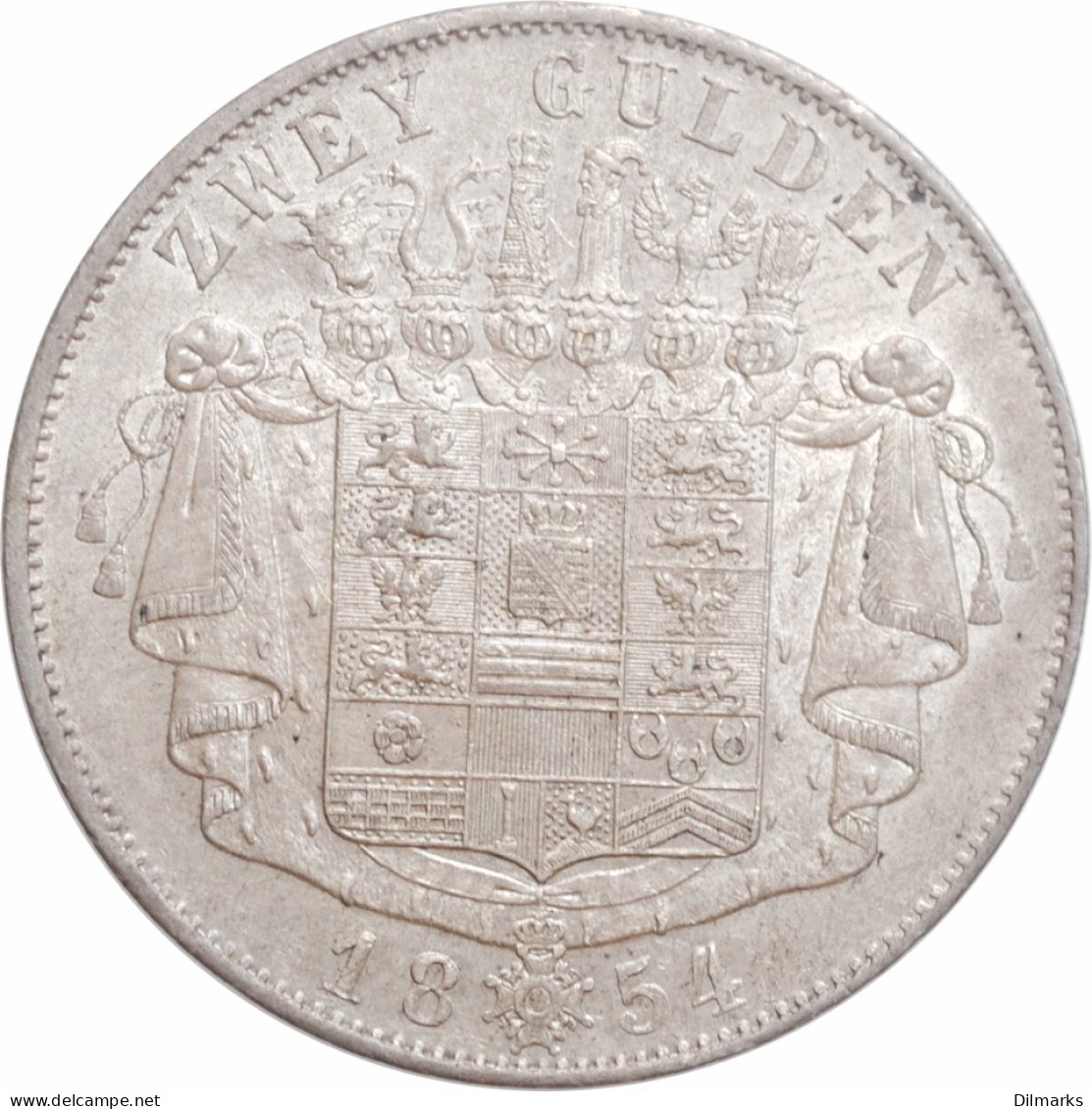 Saxe-Meiningen 2 Gulden 1854, AU, &quot;Duke Bernhard II (1803 - 1866)&quot; - Taler Et Doppeltaler