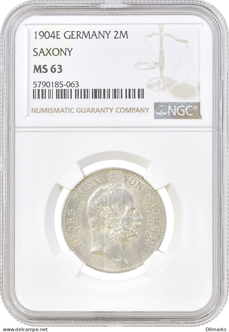 Saxony 2 Mark 1904, NGC MS63, &quot;Death Of George Of Saxony&quot; - Andere - Afrika