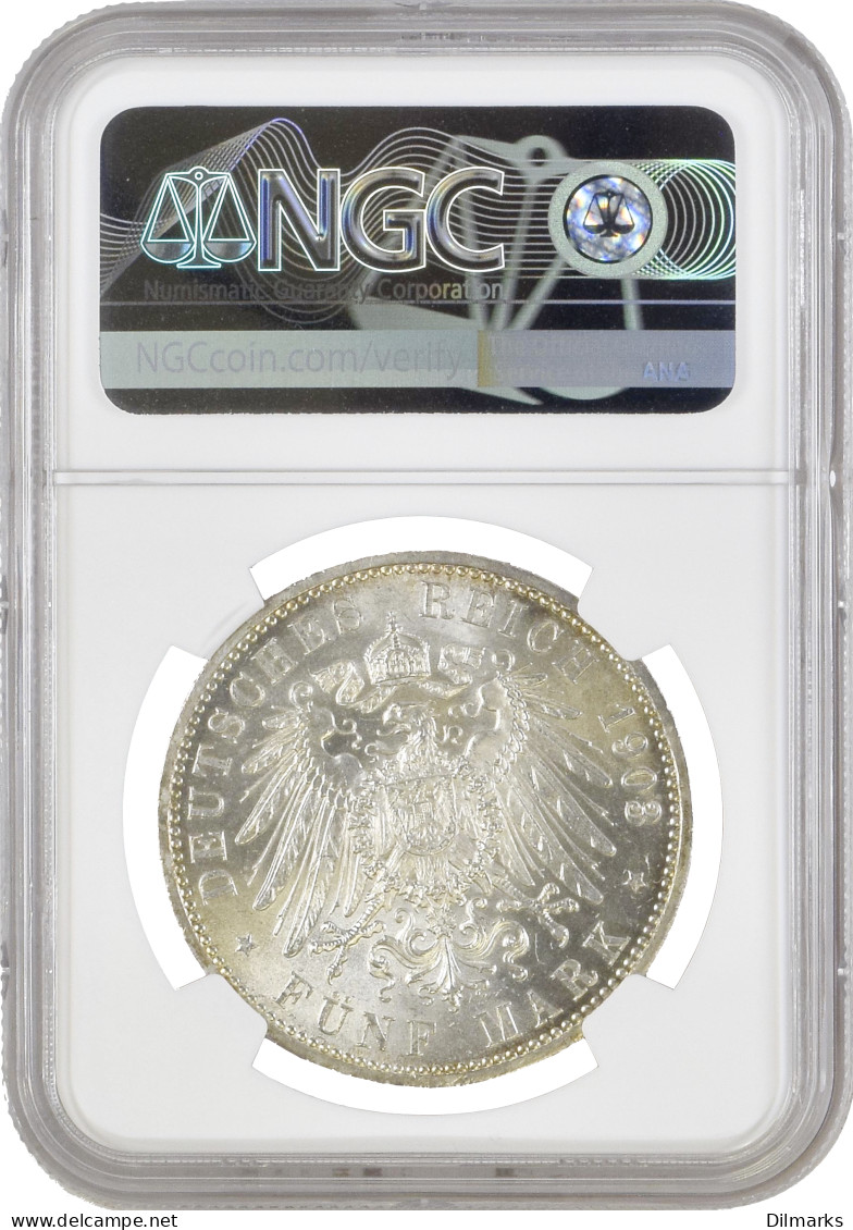 Saxe-Weimar-Eisenach 5 Mark 1903, NGC MS63, &quot;Wedding Of William And Caroline&quot; - Other - Africa