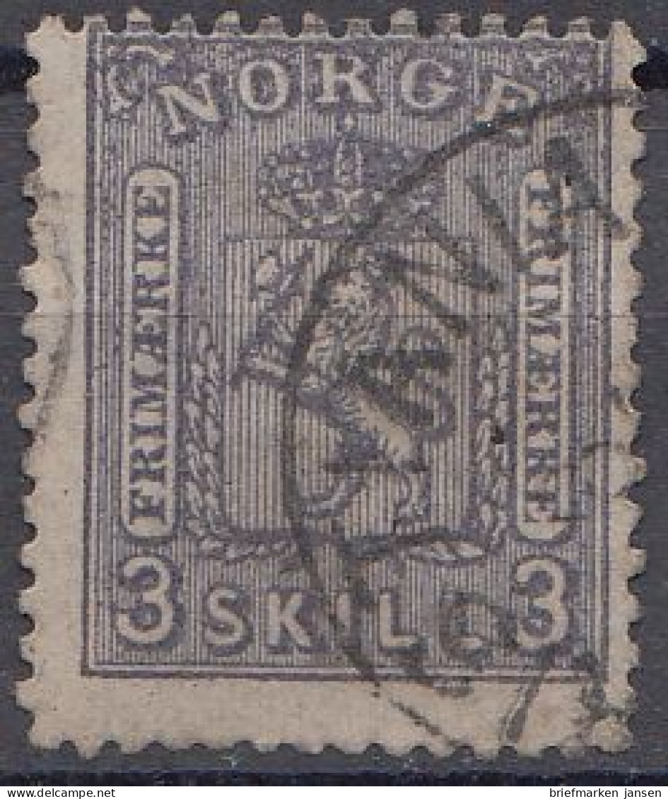 Norwegen Mi.Nr. 13 Freim. Wappen (3 Sk) Gestempelt - Usados