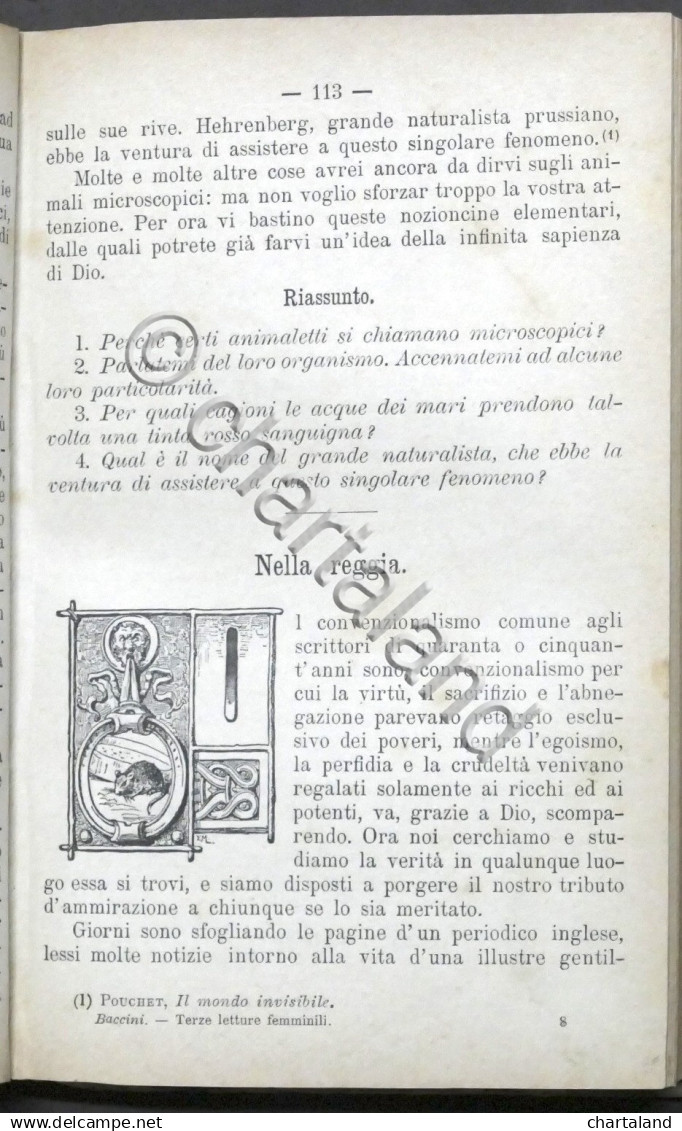 Ida Baccini - Terze Letture Per Le Classi Elementari Femminili - 1892 Bemporad - Andere & Zonder Classificatie