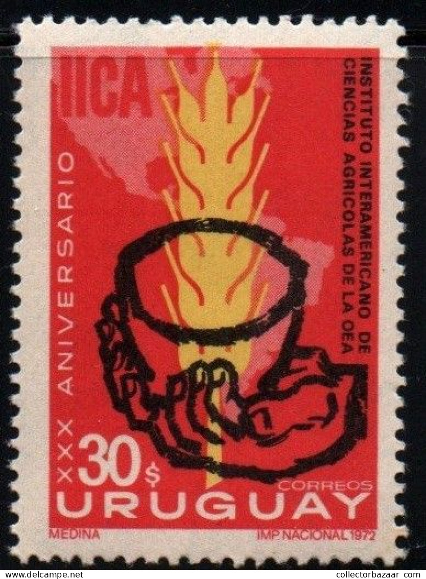 1973 Uruguay Hand Holding Cup Grain Map Of Americas #850 ** MNH - Uruguay