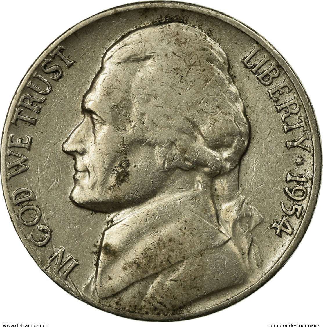 Monnaie, États-Unis, Jefferson Nickel, 5 Cents, 1954, U.S. Mint, Philadelphie - 1938-…: Jefferson