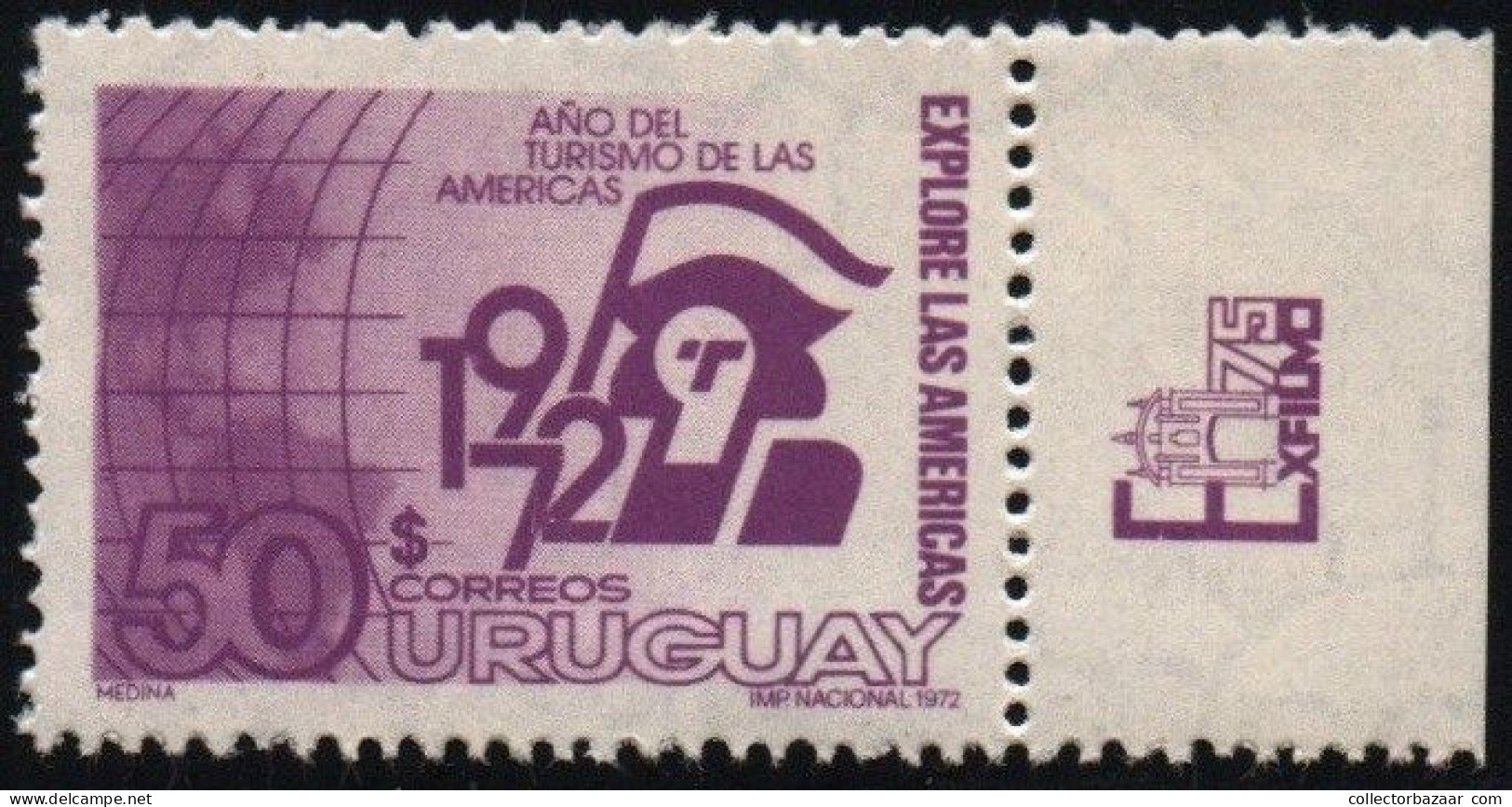 1973 Uruguay Map Of Americas ''1972'' And Columbus  #852 ** MNH - Uruguay