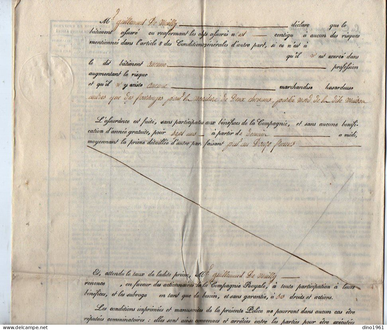 VP23.063 - PARIS X LOUHANS 1836 - Cie Royale D'Assurances ( De ROTHSCHILD ) - M. GUILLEMAUT - MAILLY, Médecin, Député.. - Bank En Verzekering