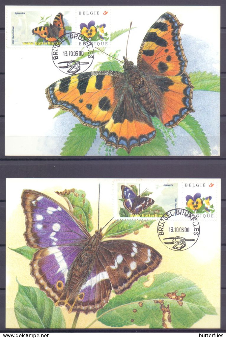 Belgie - ** 3180 - 4 Max. Kaarten Vlinders - Zegel Duostamp Met Viooltje ** - 1985-.. Pájaros (Buzin)