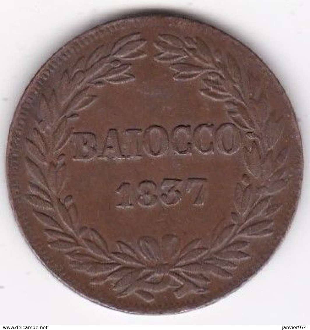 Vatican , Baiocco 1837 B Bologne An VII , Grégoire XVI, En Cuivre, KM# 1320, - Vatikan