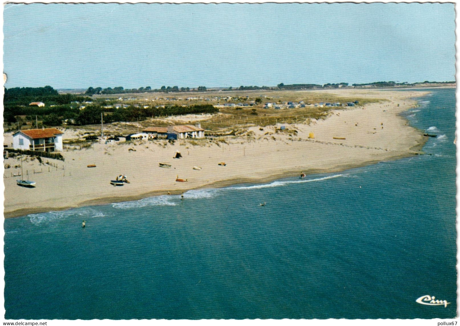 CPSM DE LA TRANCHE-SUR-MER  -  LA GRIÈRE-PLAGE  (VENDÉE)  VUE AÉRIENNE. CAMPING "L'ESCALE DU PERTUIS" - La Tranche Sur Mer