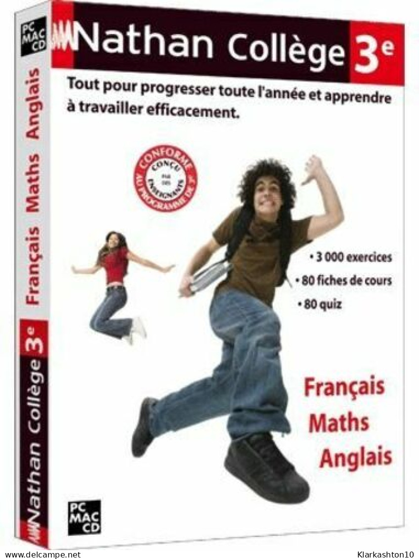 CD-ROM - Nathan Collège 3ième - Français/Maths/Anglais - PC - Sonstige & Ohne Zuordnung