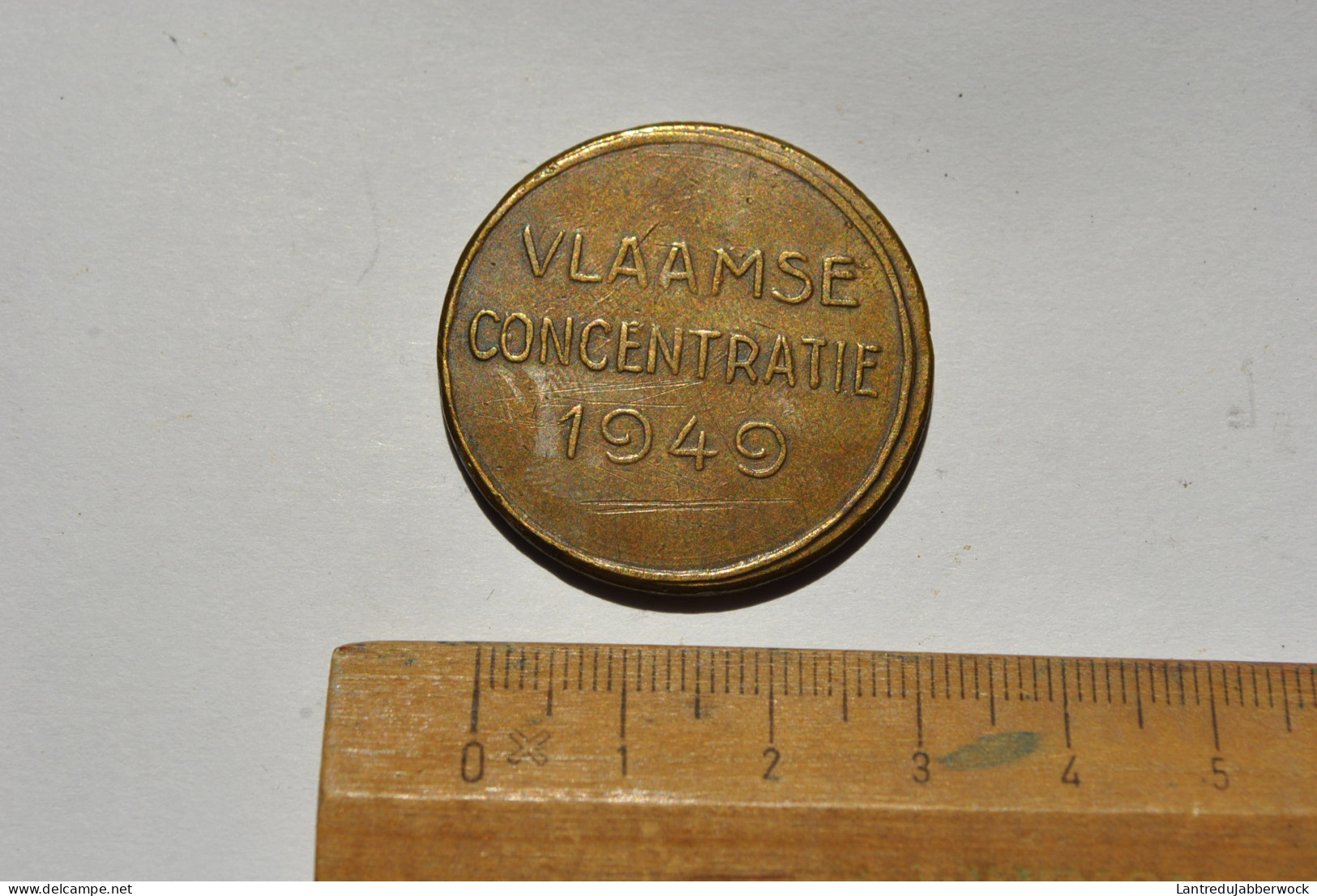 Médaille En Métal Type Bronze Vlaamse Concentratie 1949 Lion Des Flandres - Other & Unclassified