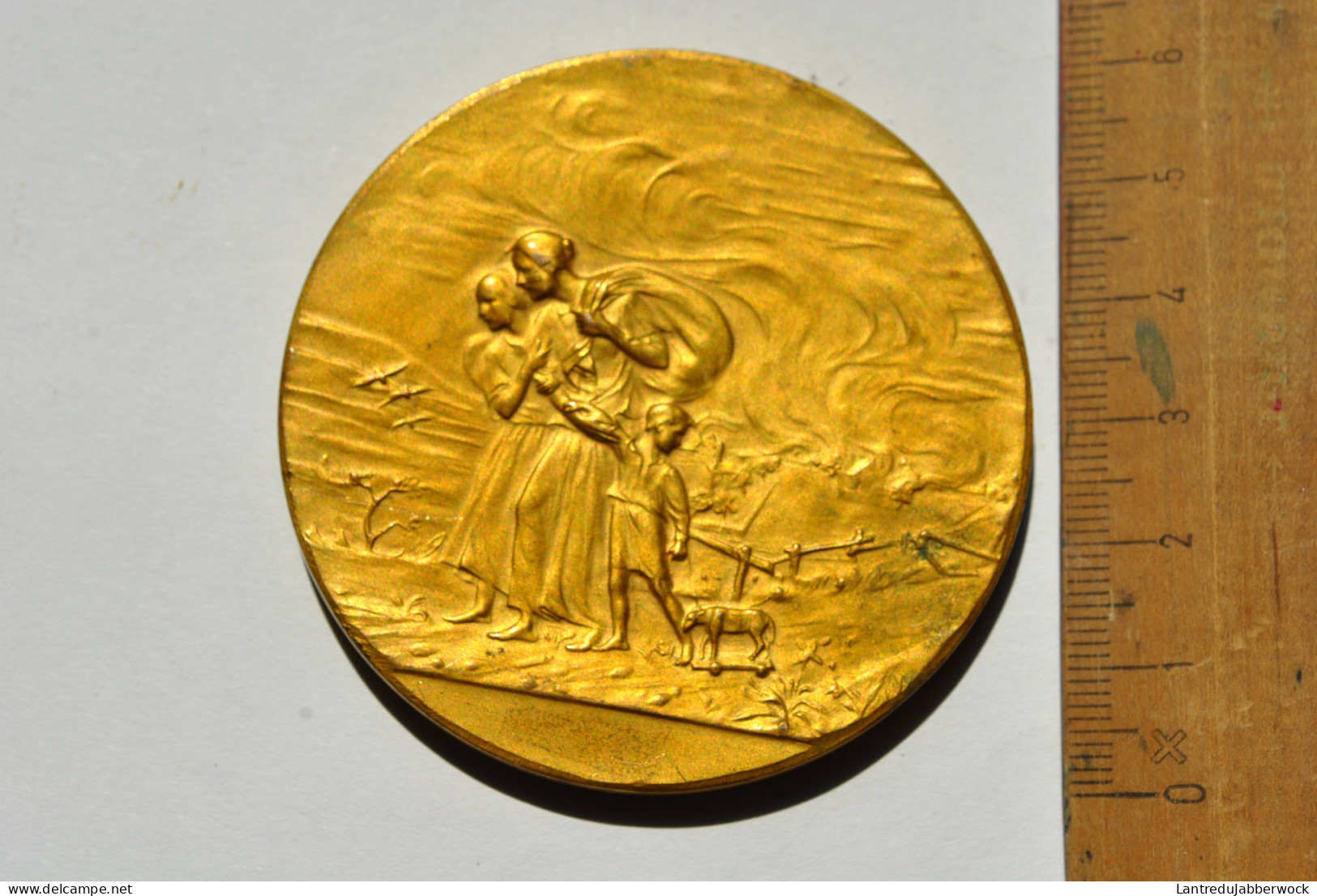 RARE Médaille En Bronze Doré OEUVRE NATIONALE DES ORPHELINS DE LA GUERRE - PAUL DUBOIS 1917 WW1 14 18 - Autres & Non Classés
