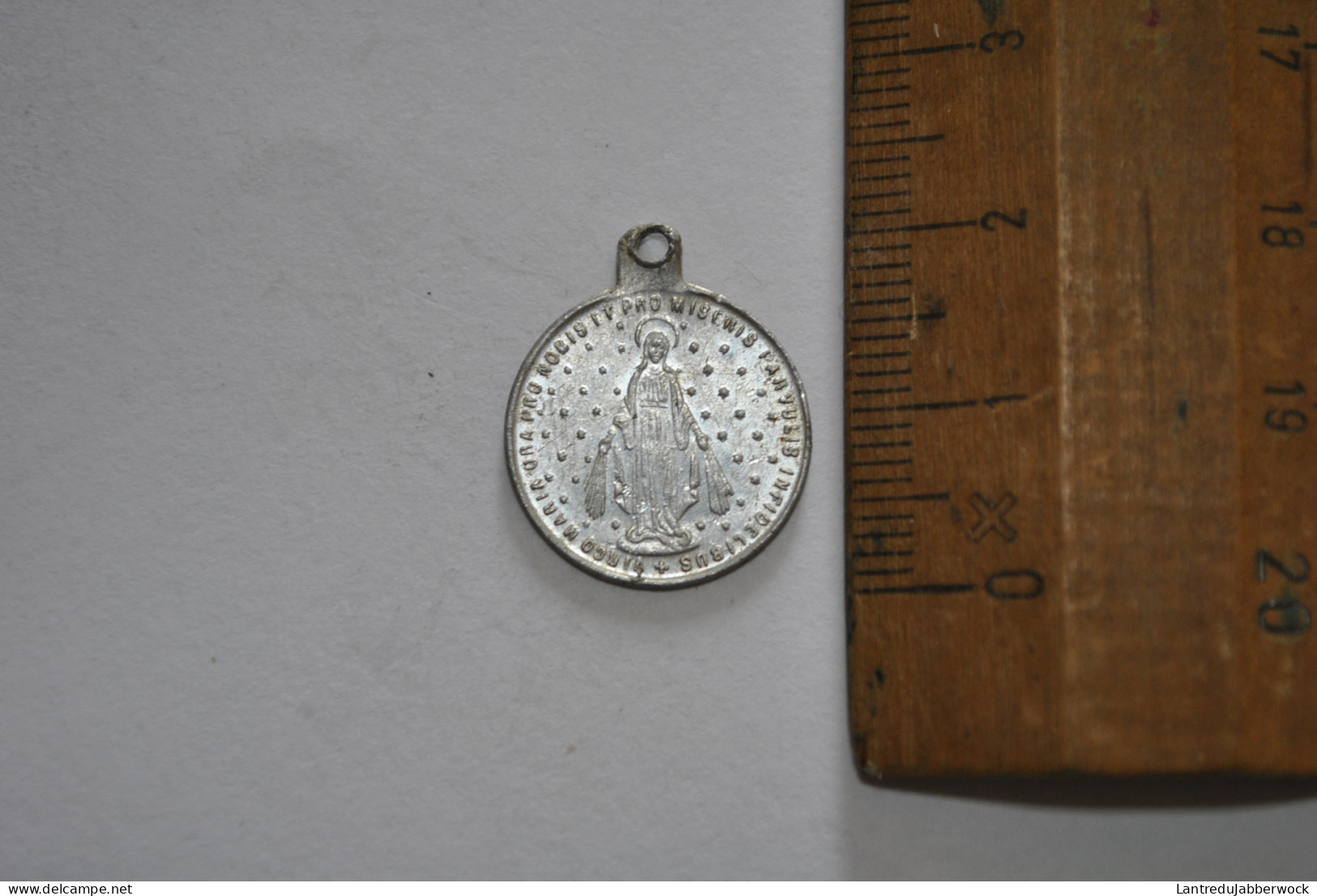 Ancienne Médaille Sancta Infantia Virgo Maria Ora Pro Nobis Miseris ... Pendentif Aluminium Alu Souvenir - Religion & Esotérisme