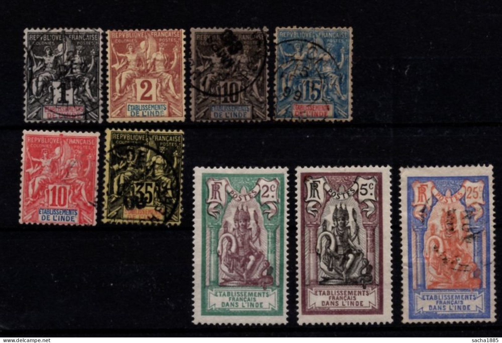 Ets De L'Inde - Type Groupe Et + - Used Stamps