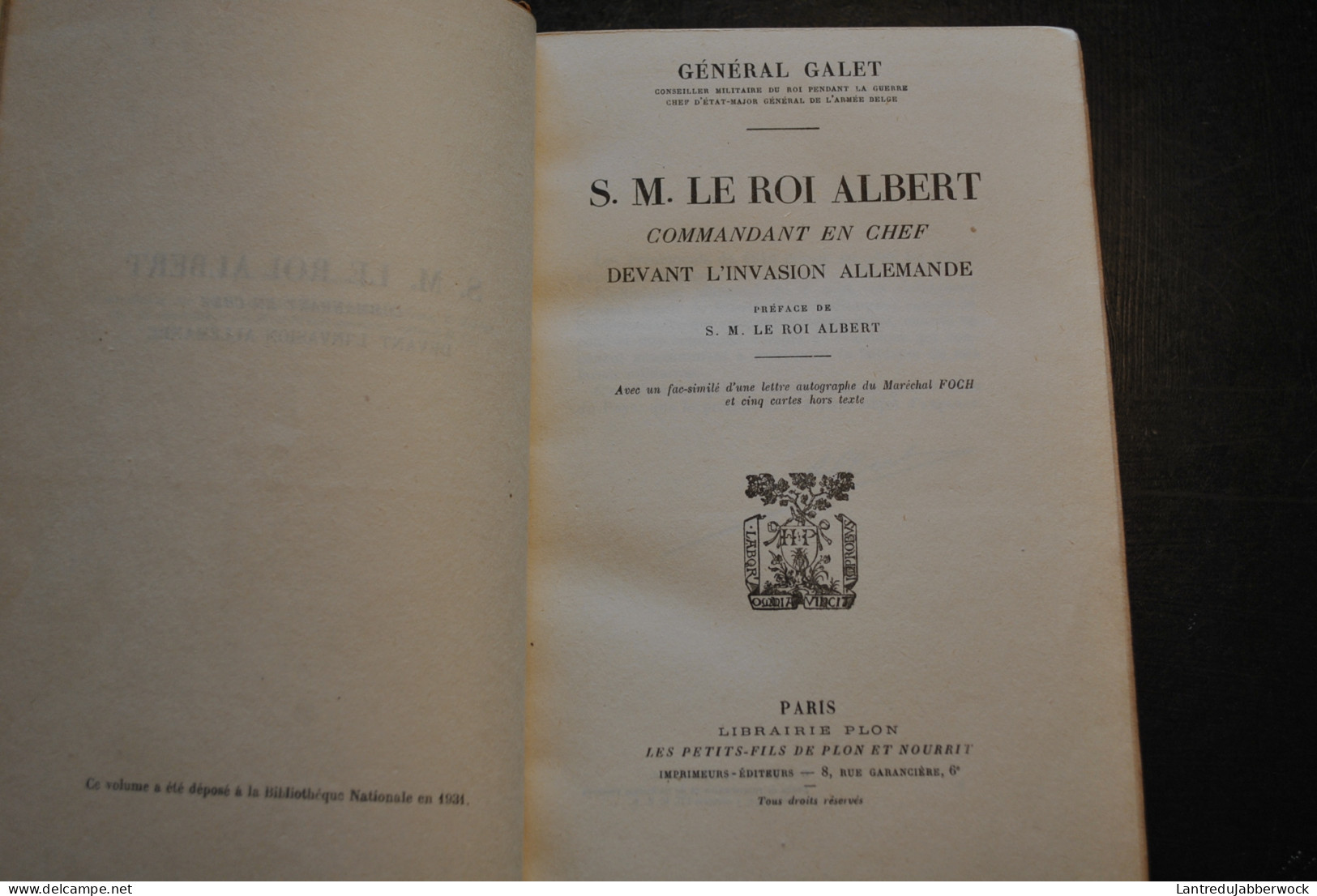 Général GALET S.M. Le Roi Albert Commandant En Chef Devant L'invasion Allemande - Reliure Cuir Signée J.A. DE NOEL Yser - Guerra 1914-18