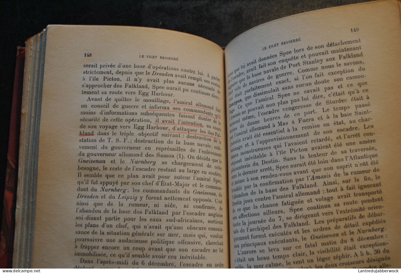 John IRVING Coronel Et Les Falklands La Chasse Aux Croiseurs Allemands 1914 RARE WW1- Reliure Cuir Signée J.A. DE NOEL - Oorlog 1914-18