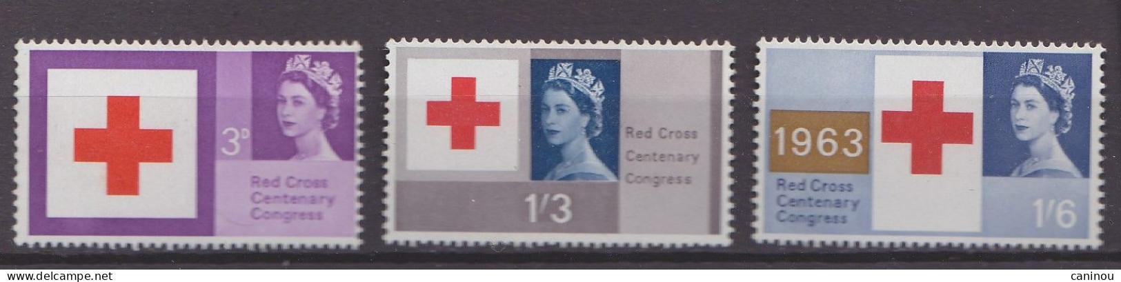 GRANDE BRETAGNE CROIX ROUGE 1963 Y & T 378 - 380 SANS  PHOSPHORE NEUFS SANS CHARNIERES - Nuevos