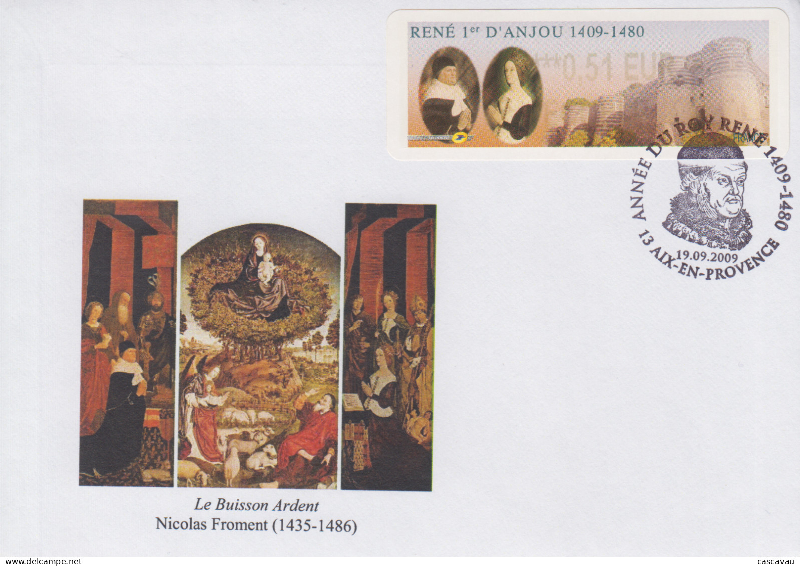 Enveloppe  Vignette  LISA   FRANCE   Roi  RENE  1er  D' ANJOU    AIX  EN  PROVENCE   2009 - 1999-2009 Illustrated Franking Labels