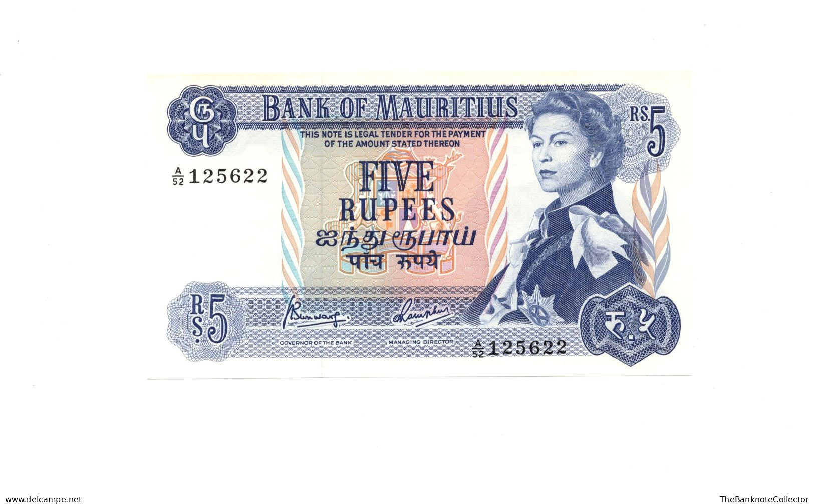 Mauritius 5 Rupees ND 1967 QEII P-30 UNC - Maurice