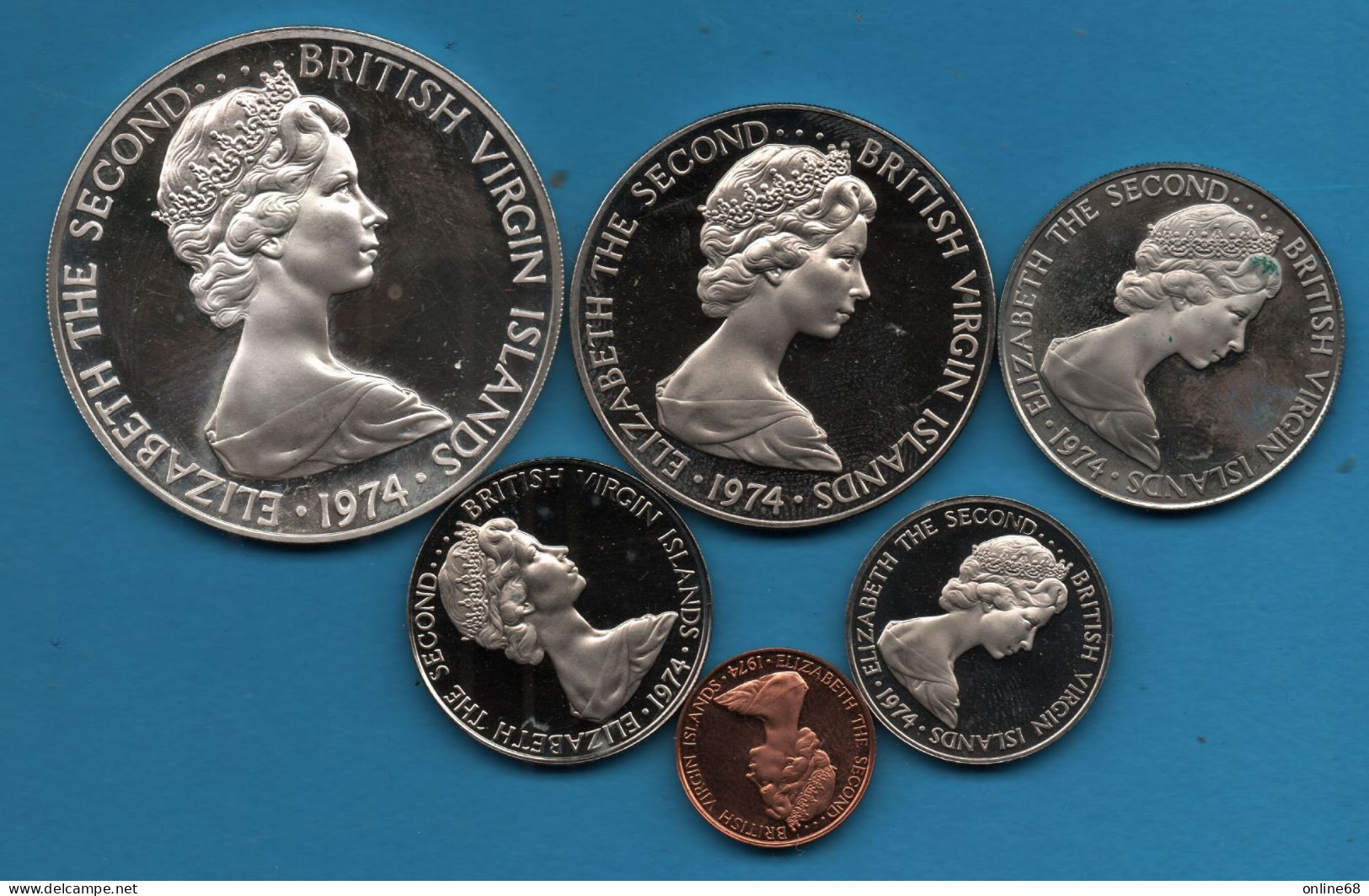 BRITISH VIRGIN ISLANDS 6 COINS PROOF SET 1974 Belle Épreuve - Iles Vièrges Britanniques