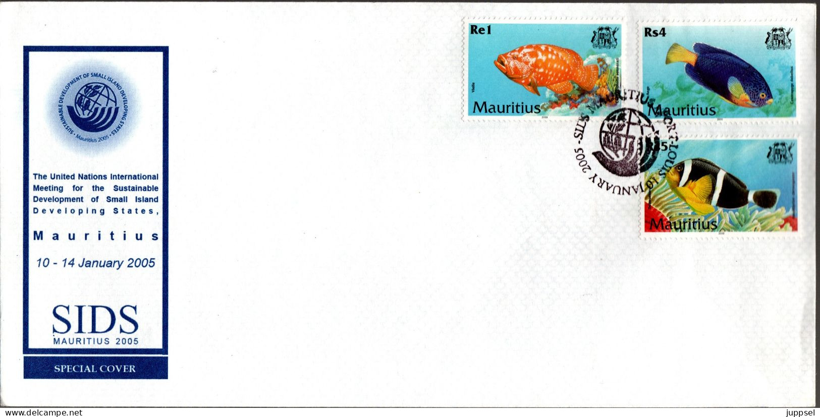 MAURITIUS, Cover, Fishes    /   Île MAURICE, Lettre, Poissons   2005 - Fishes
