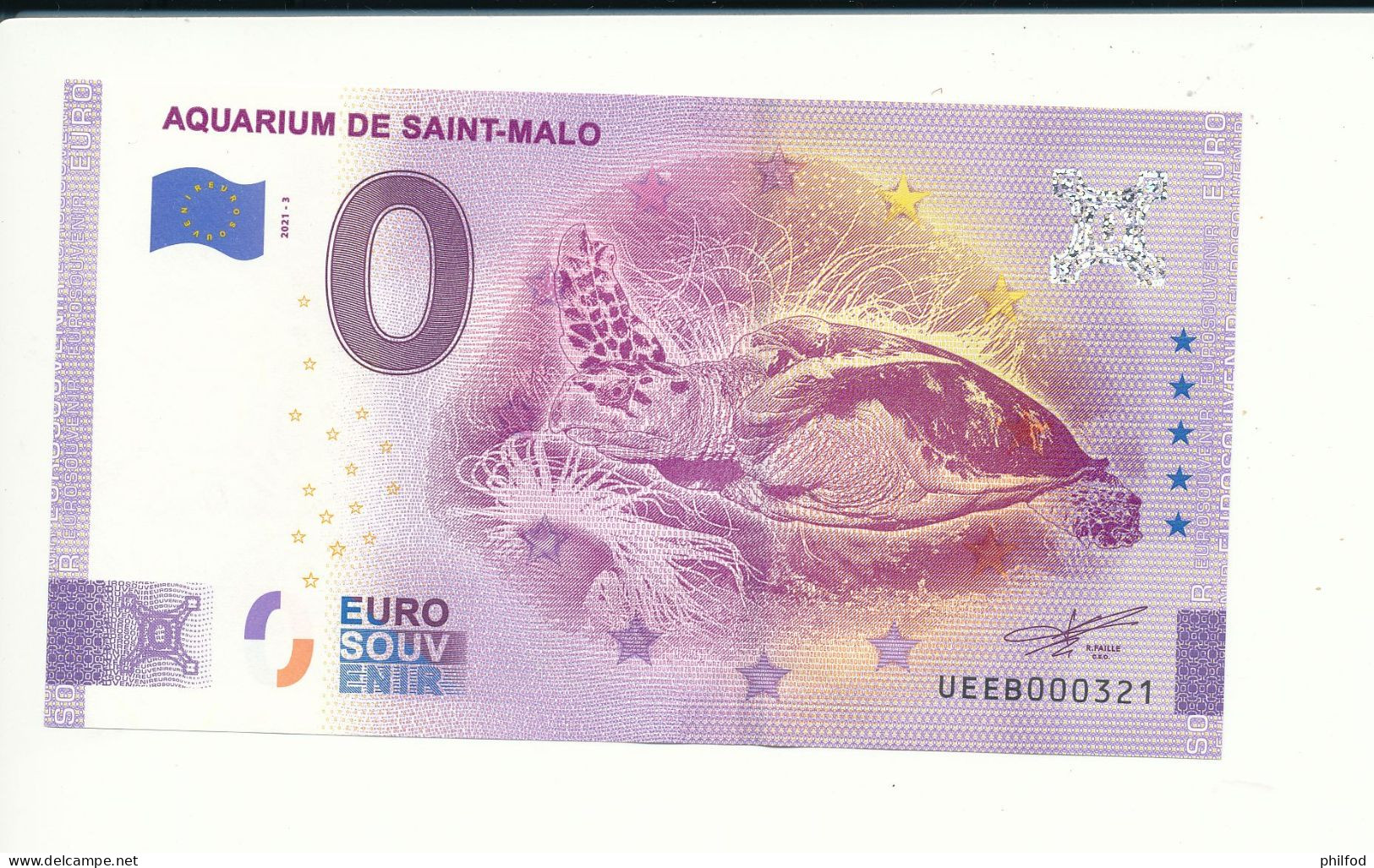 Billet Touristique 0 Euro - AQUARIUM DE SAINT-MALO - UEEB - 2021-3 - N° 321 - Altri & Non Classificati