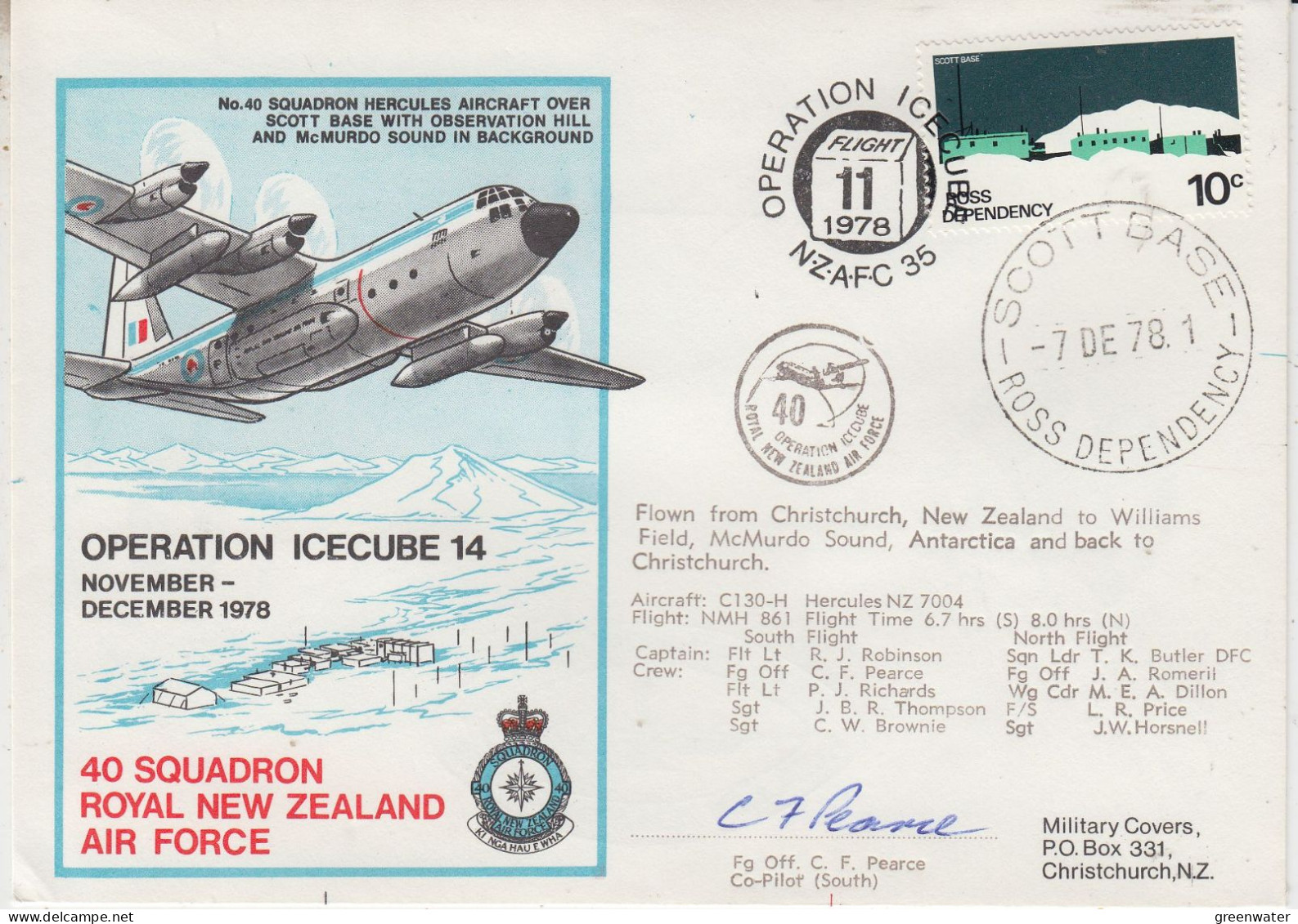 Ross Dependency 1978 Operation Icecube 14 Signature  Ca Scott Base 7 DEC 1978 (SO208) - Covers & Documents