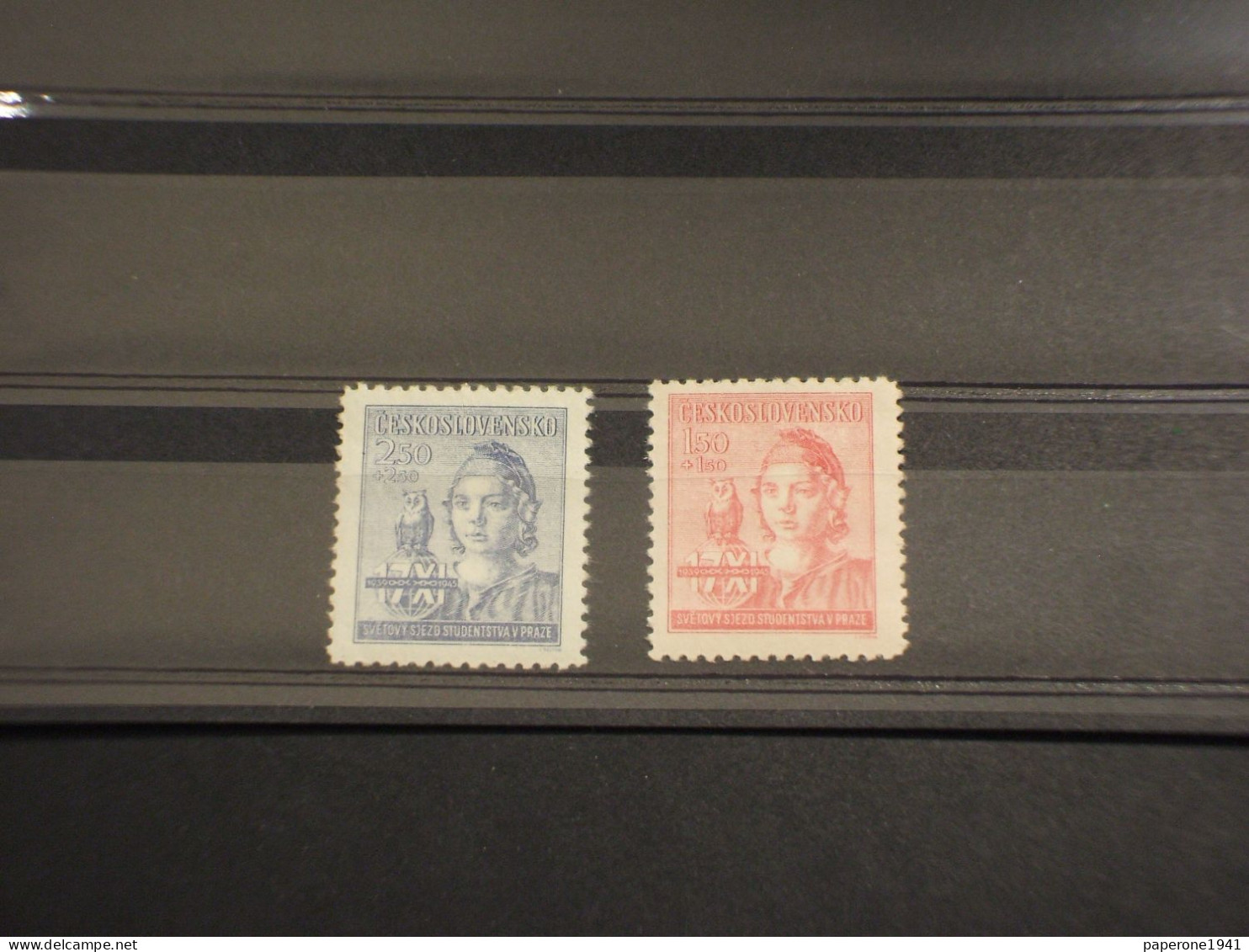 CECOSLOVACCHIA - 1945 STUDENTI 2 VALORI  - NUOVO(+) - Unused Stamps