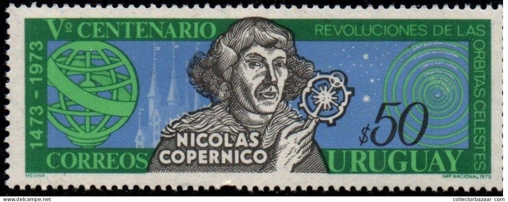 1973 Uruguay Nicolaus Copernicus 500th Anniversary Of The Birth  #870 ** MNH - Uruguay