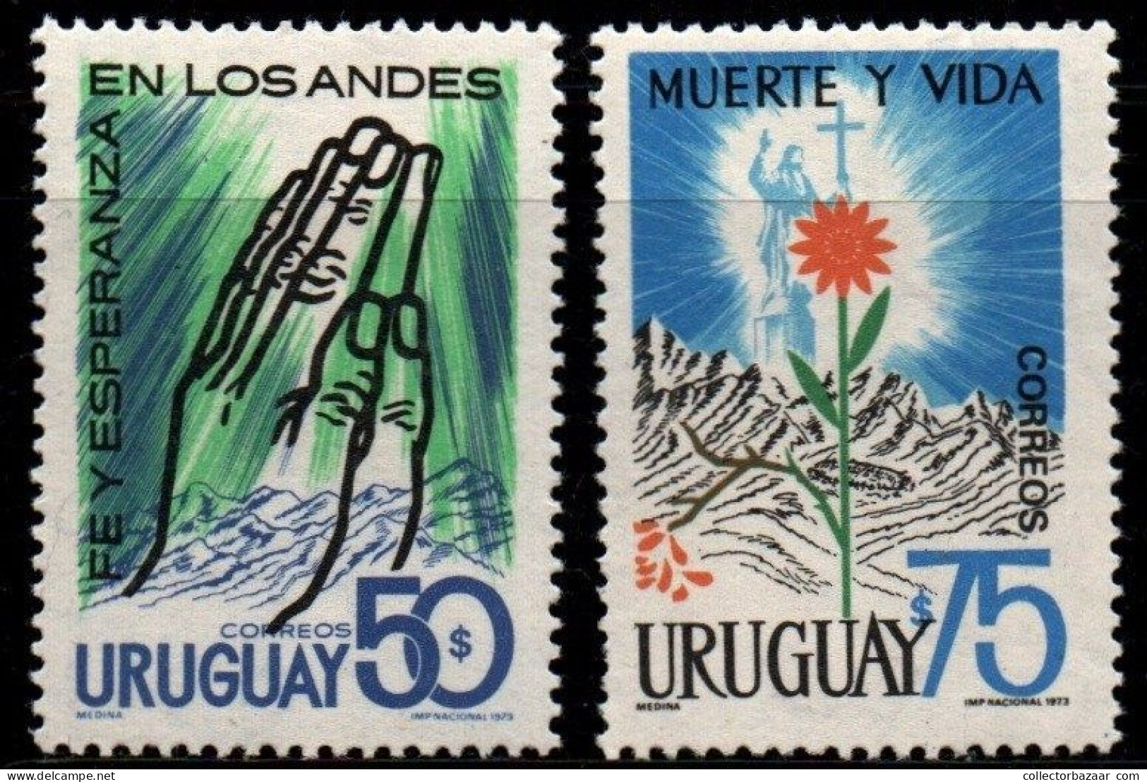 1973 Uruguay Praying Hands And Andes  #871 - 872 ** MNH - Uruguay