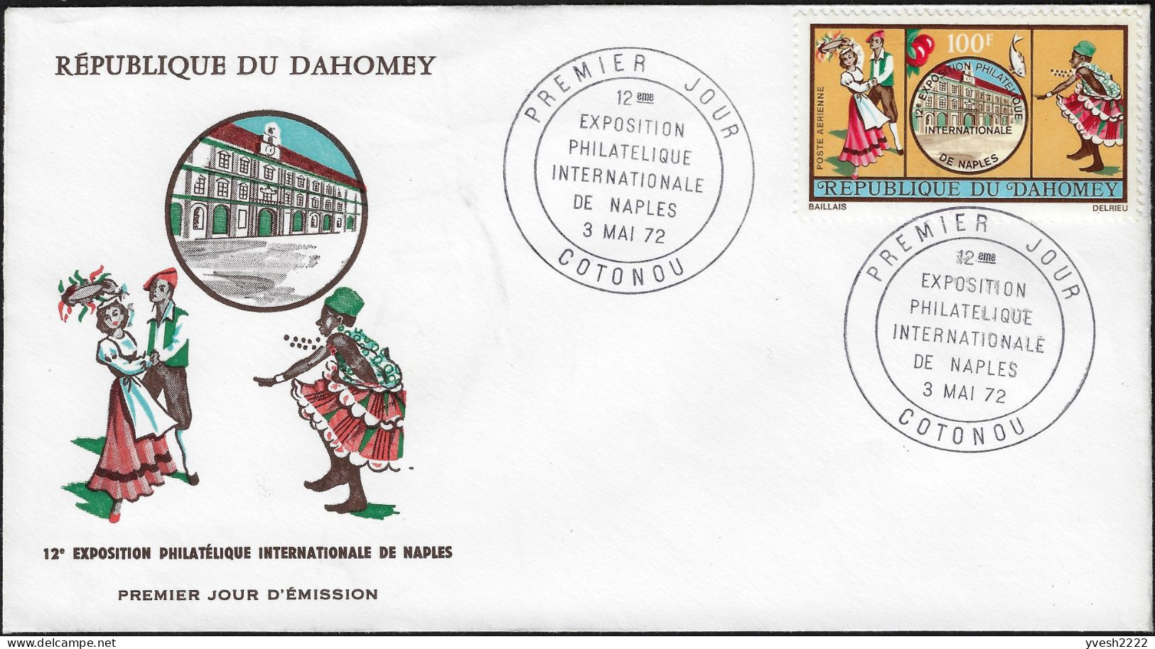 Dahomey 1972 Y&T PA 165 Sur FDC. Danses Européenne Et Africaine, Exposition Philatélique De Naples - Tanz