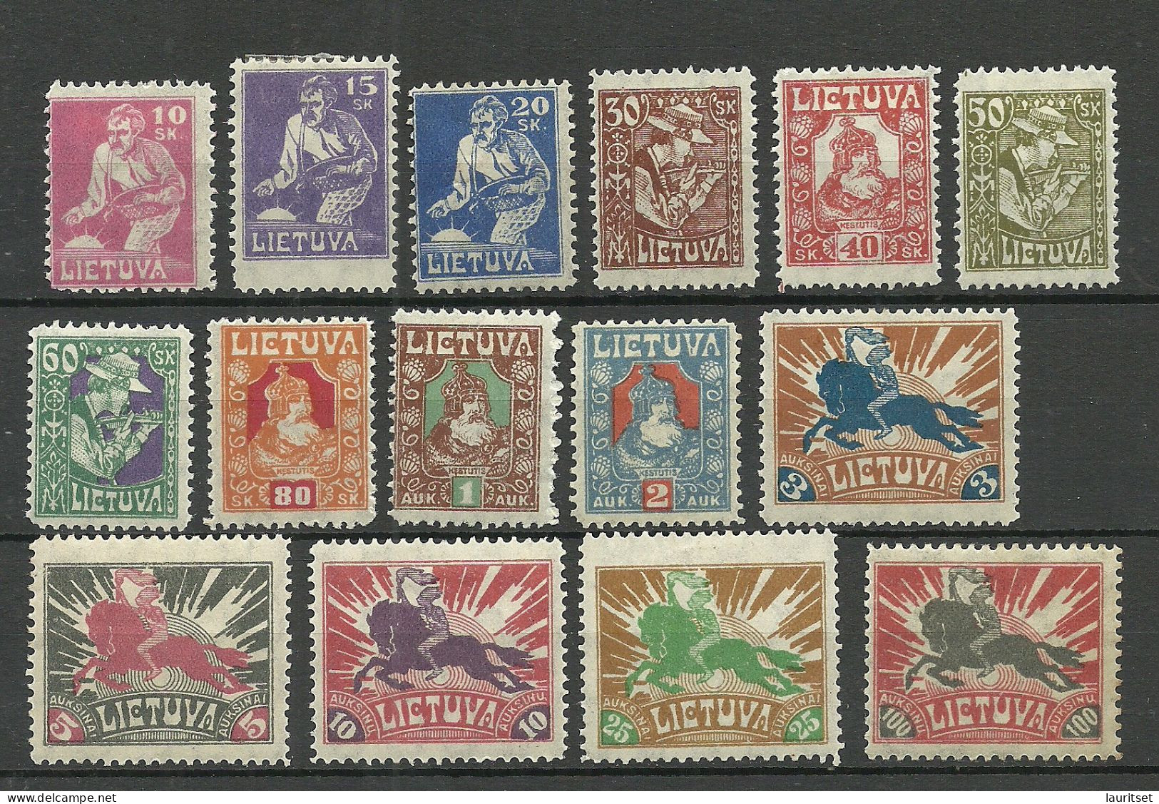 LITAUEN Lithuania 1921 Michel 87 - 101 MH/MNH (mostly MH/*) - Lituania