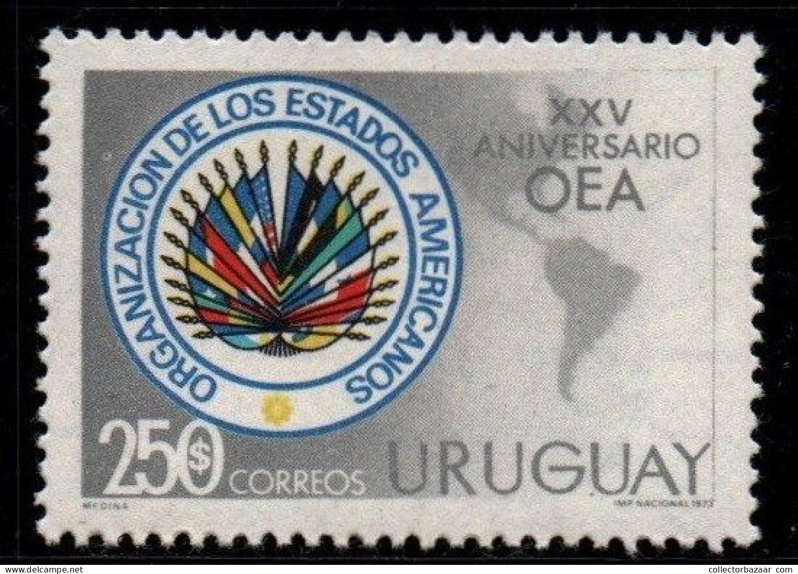 1974 Uruguay OAS Emblem And Map Of Americas  #873 ** MNH - Uruguay