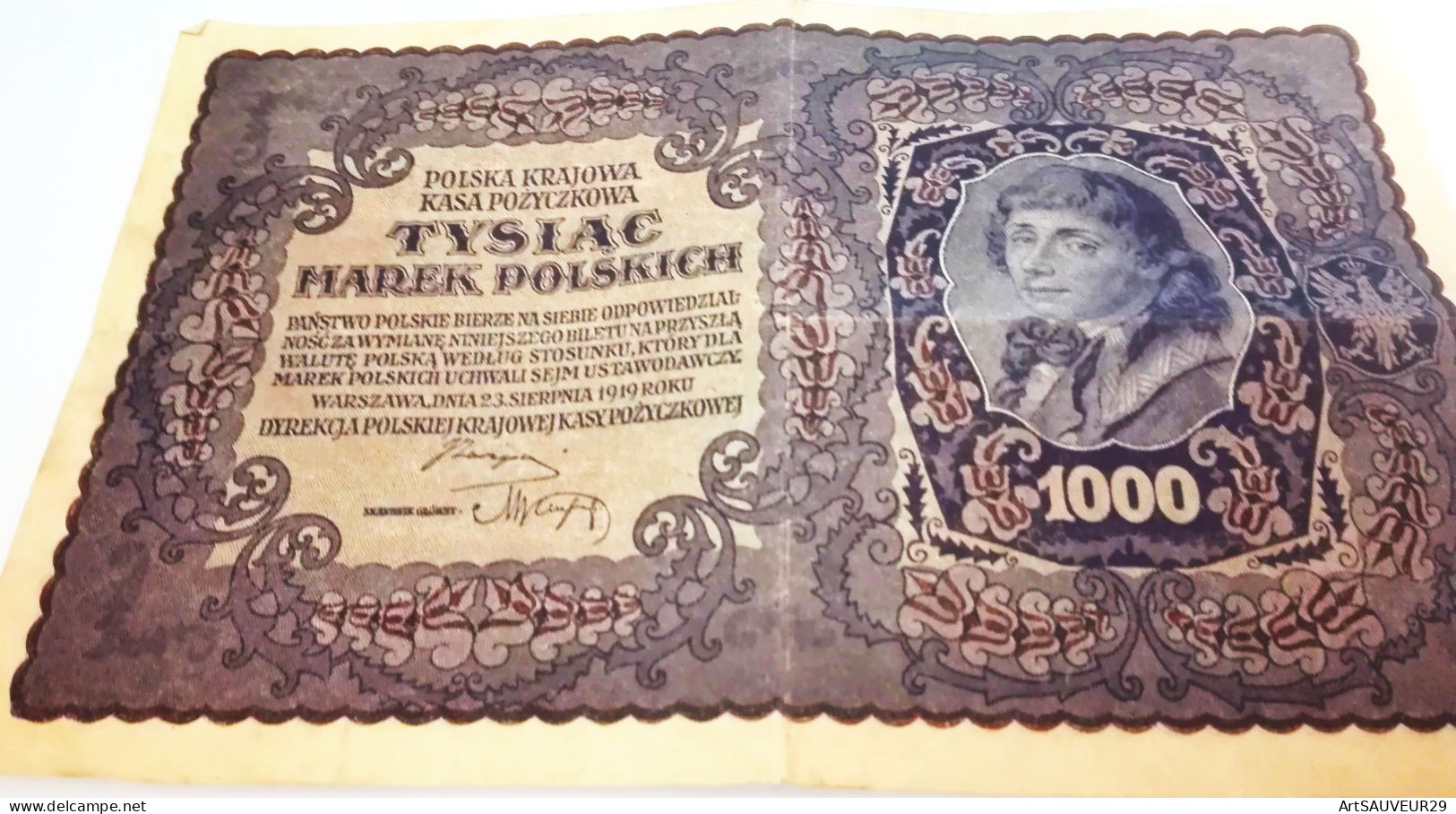 BILLET  Bon  Au Porteur  POLOGNE 1000 Polska Krajowa Tysiac Marek Poskich 1919 - Otros – Europa