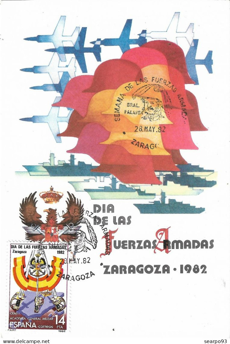 SPAIN. MAXICARD. ARMED FORCE DAY. ZARAGOZA 1982 - Tarjetas Máxima