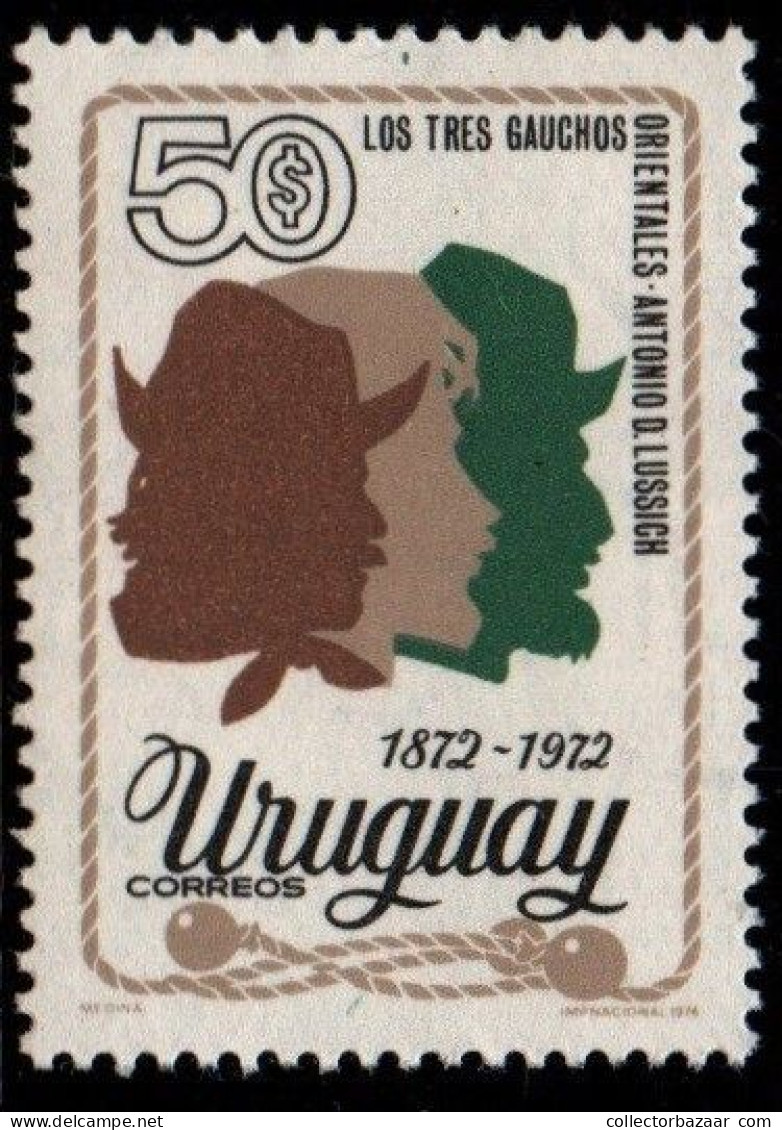 1974 Uruguay Three Gauchos Orientales  #876 ** MNH - Uruguay